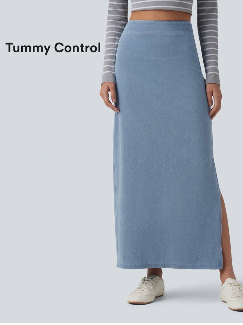 Halara Flex™ High Waisted Tummy Control Denim Maxi Casual Skirt small